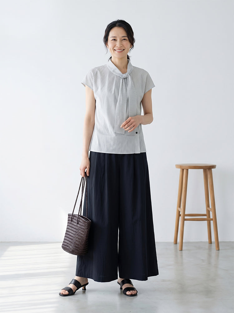 【リラックススカートパンツ】夏向け薄手・Aライン・ハイウエストで脚長効果、デイリーに大活躍