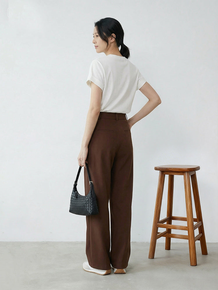 【ハイウエスト カーブパンツ】 ヒップラインカバー 脚長効果 すっきり見え