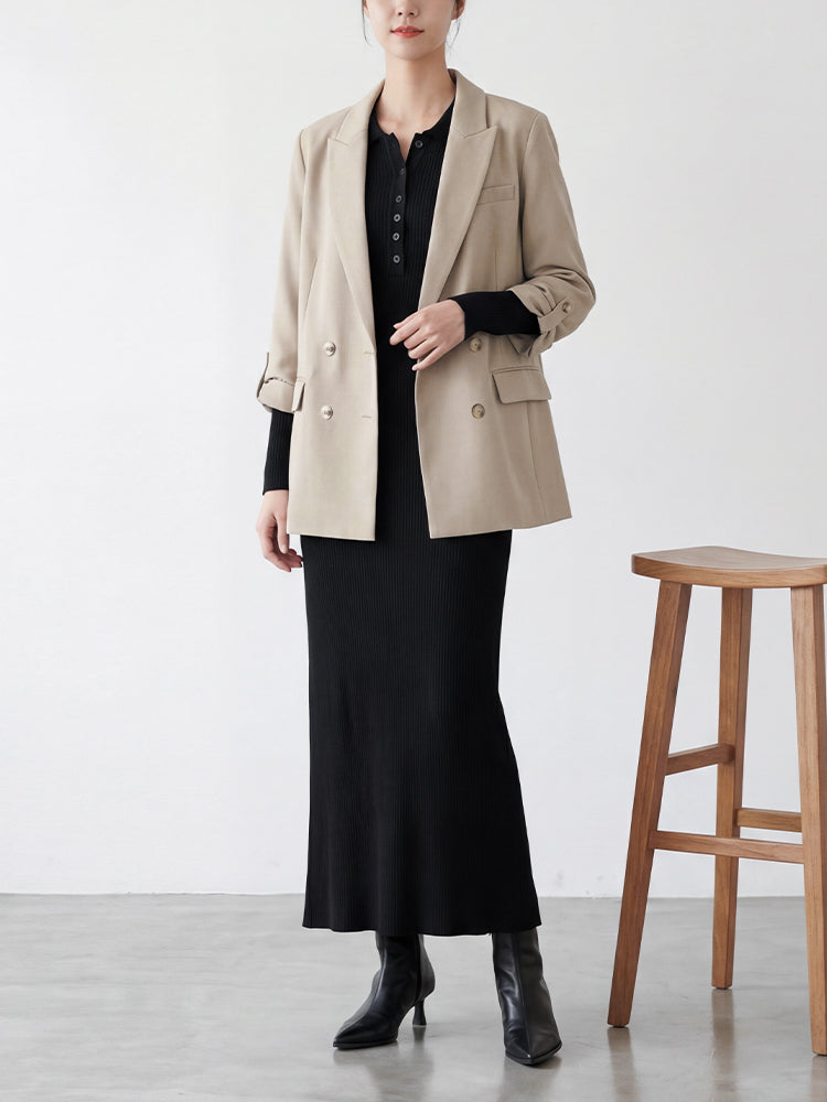 【 タイム限定 さらに30%OFF】【長袖ニットタイトロングワンピース】着痩せして綺麗なシルエットに