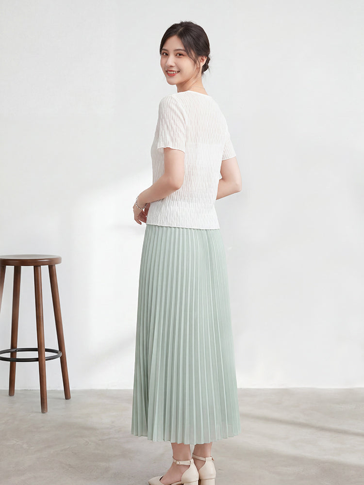【 タイム限定 さらに20%OFF】ゆったりドレープ ロングプリーツスカート｜下半身体型カバーに最適 脚をスッキリ見せ ハイウエストでスタイルアップ