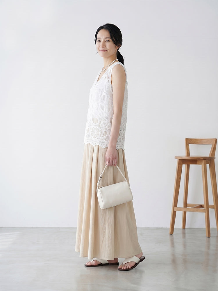 【リラックススカートパンツ】夏向け薄手・Aライン・ハイウエストで脚長効果、デイリーに大活躍