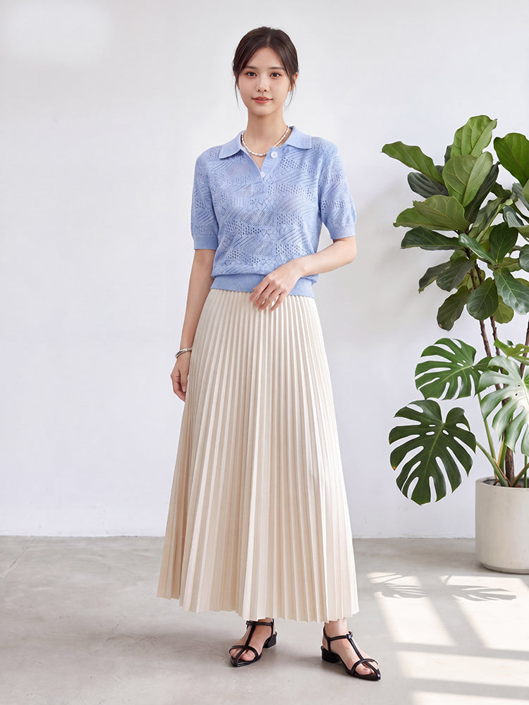 【 タイム限定 さらに20%OFF】ゆったりドレープ ロングプリーツスカート｜下半身体型カバーに最適 脚をスッキリ見せ ハイウエストでスタイルアップ