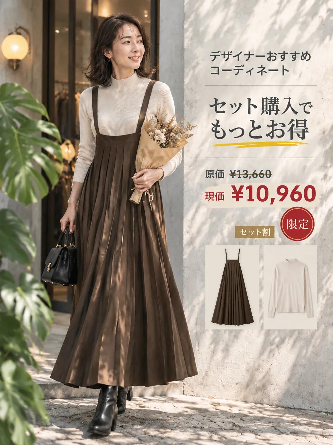 【2WAYプリーツ加工リボン付きキャミソールワンピース】
