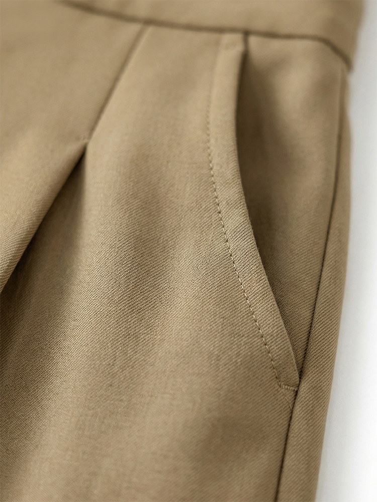 【サスペンダー付きスラックス】ウエストを引き締めるデザイン、スタイルアップ、後ろウエストに隠しファスナーで脱ぎ履きラクラク、美しく上品