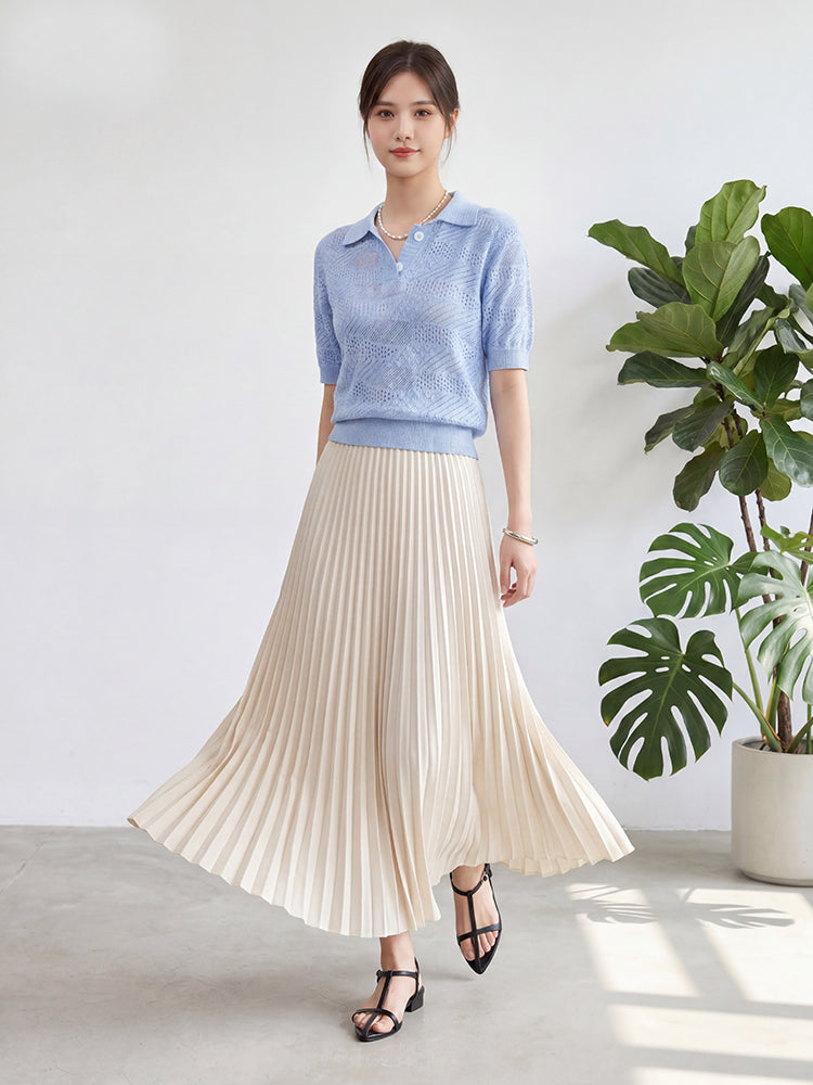 【 タイム限定 さらに20%OFF】ゆったりドレープ ロングプリーツスカート｜下半身体型カバーに最適 脚をスッキリ見せ ハイウエストでスタイルアップ