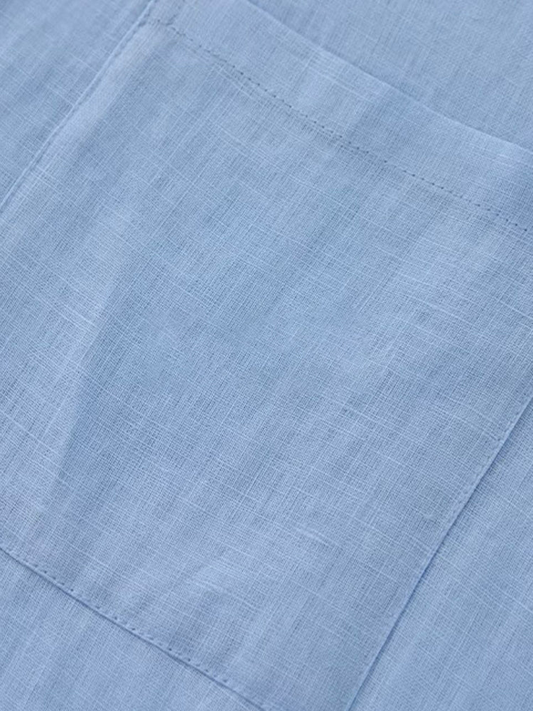 【リネン刺繍ゆったりシャツ】天然エアコン素材、通気性・吸水性に優れ、エコで生分解対応、通勤・普段使いに