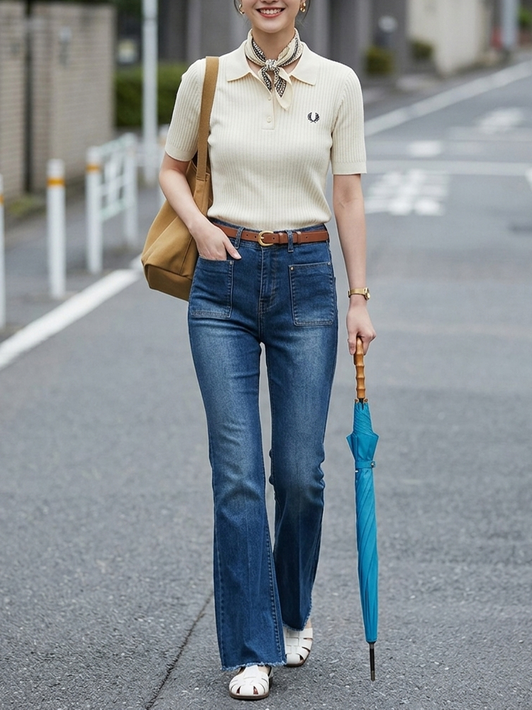 【ダブルポケットデニムフレアパンツ】インスタ映えする甘く可愛いデザイン、高ストレッチで締め付け感なし、脚長補正効果抜群。ダブルポケットで様々なシーンに活躍。
