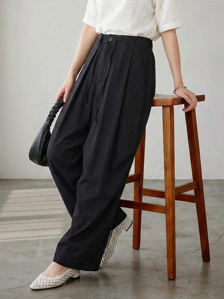 【カーゴパンツ】ゆったりドローストリング・ウォッシュ加工、バルーンシルエット。体型をカバーし、ウエストベルト調節でさまざまな体型・身長に対応。