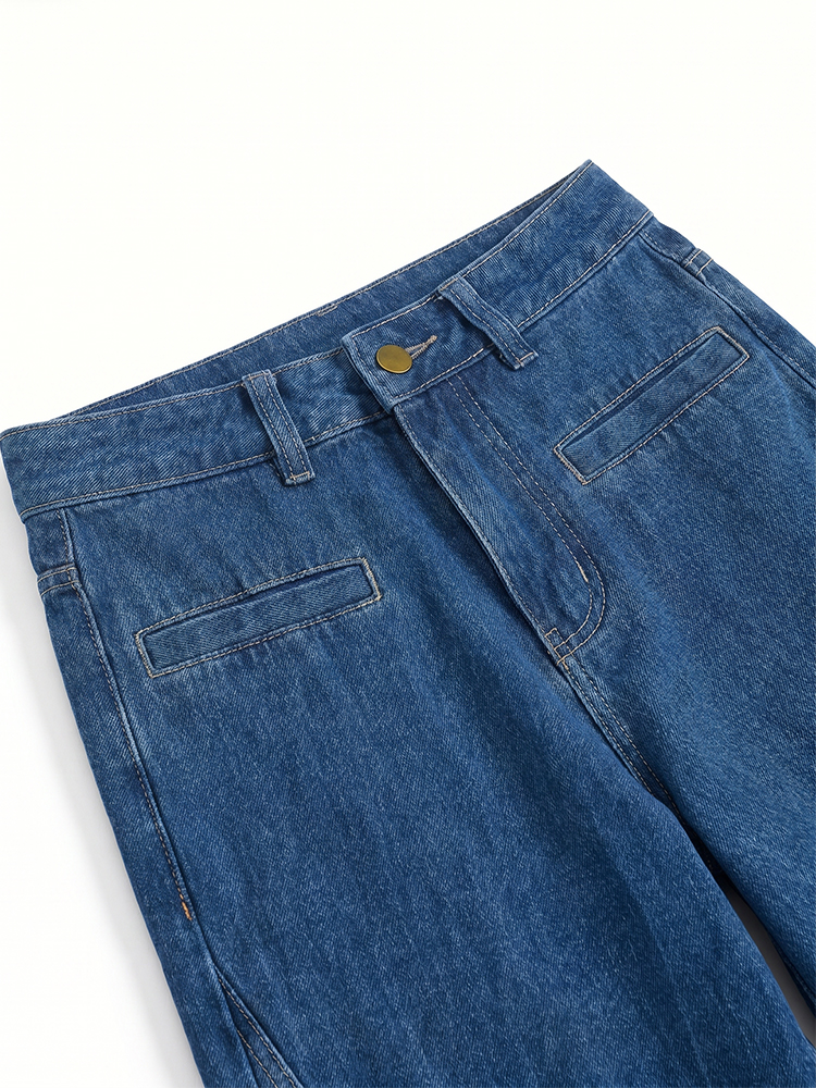 【リボン付き】ハイウエスト＆細見え効果抜群のワイドデニムパンツ。理想的なシルエットを叶えます。-sosove