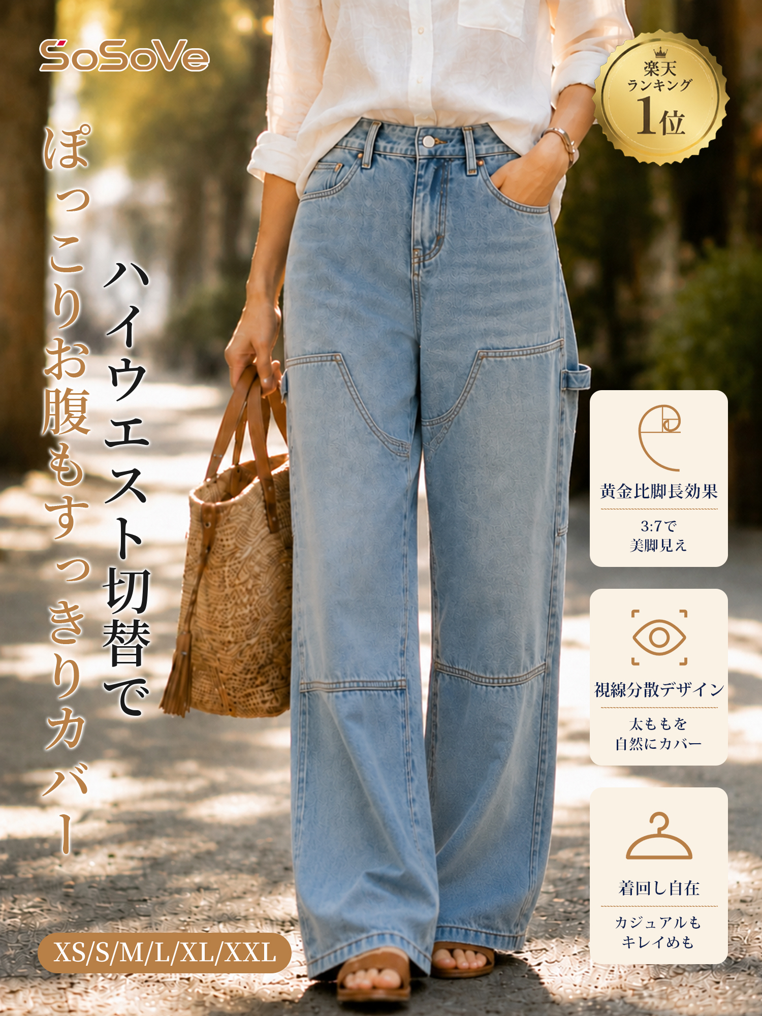 【アメリカンヴィンテージ風ウォッシュ加工 ワークデニムストレートパンツ】