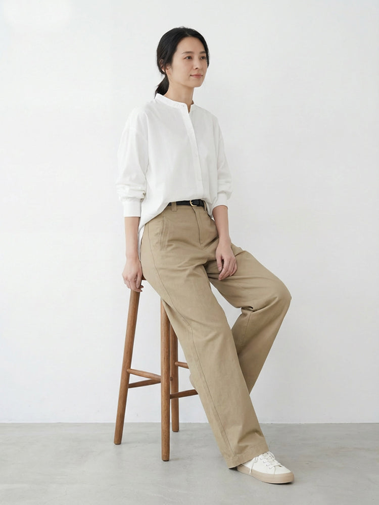【ヴィンテージ ドレープ スタイルアップ カーブドパンツ】ハイウエストで脚長効果抜群、ホック隠しデザイン、通勤スタイルに上質さをプラス