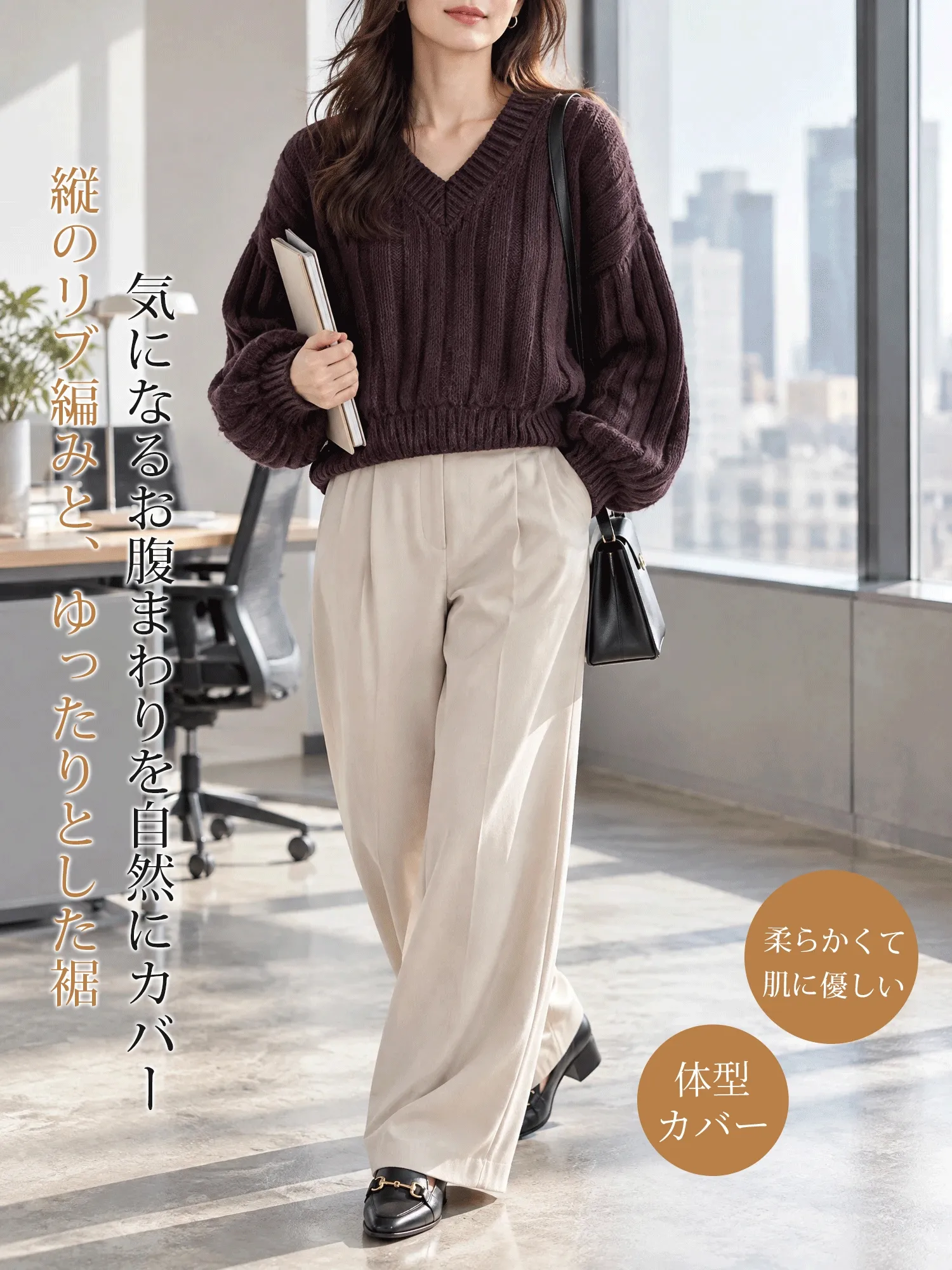 【レトロな襟付きバルーンスリーブニット】