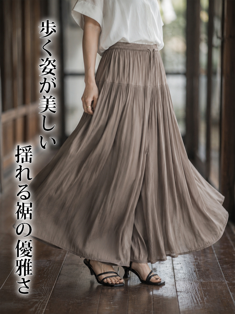 【ひんやり風通し体感】万能ドレープキュロット  真夏の両脚の間に、肌に貼りつかない風の通る独立空間を生み出します。-sosove