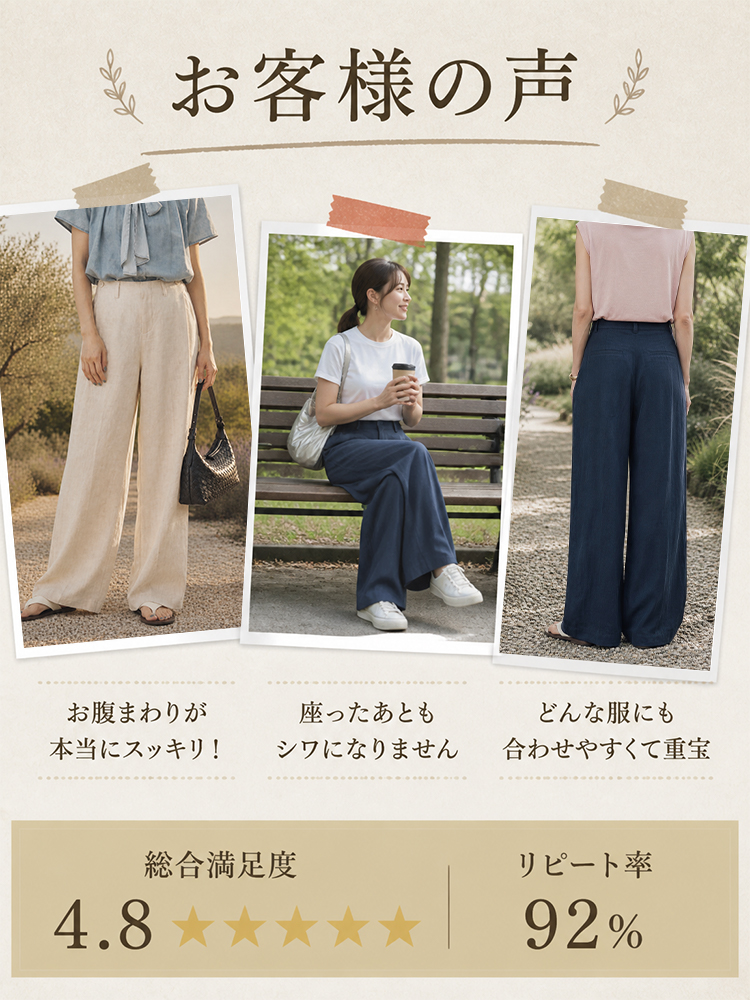 【フレンチ上品な細見え リネンテンセルワイドテーラーパンツ】ハイファッションの構築的なカットが、お腹まわりをしっかりカバーしながら、まっすぐで美しい脚のラインを再び作り出します。-sosove