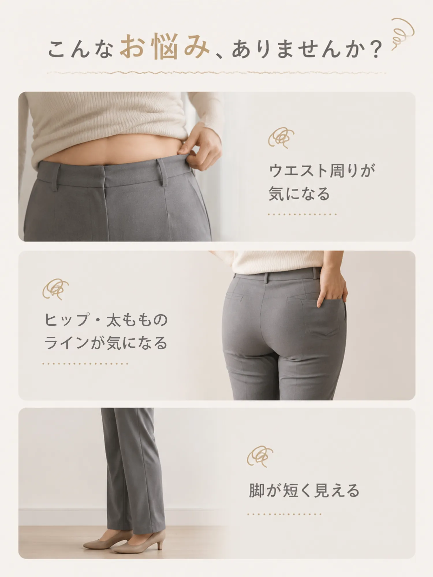 【防シワ ドローストリングデザイン ハイウエストドレープスラックス】