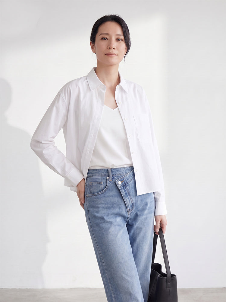 【ベーシック万能長袖シャツ】春・夏向け無地カラー、カジュアルにもインナーにも。通勤必須アイテム