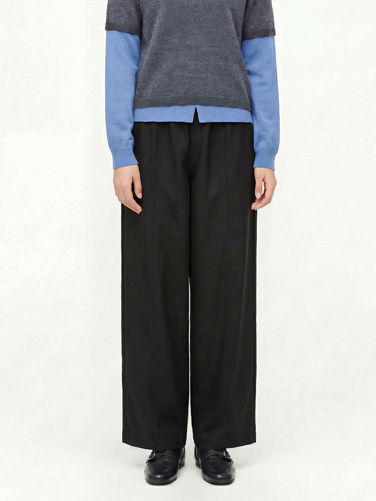 【ドレープ感ゆったりワイドパンツ】下半身体型カバーに最適 立体シルエットですっきり着痩せ リラックス＆コーデしやすい