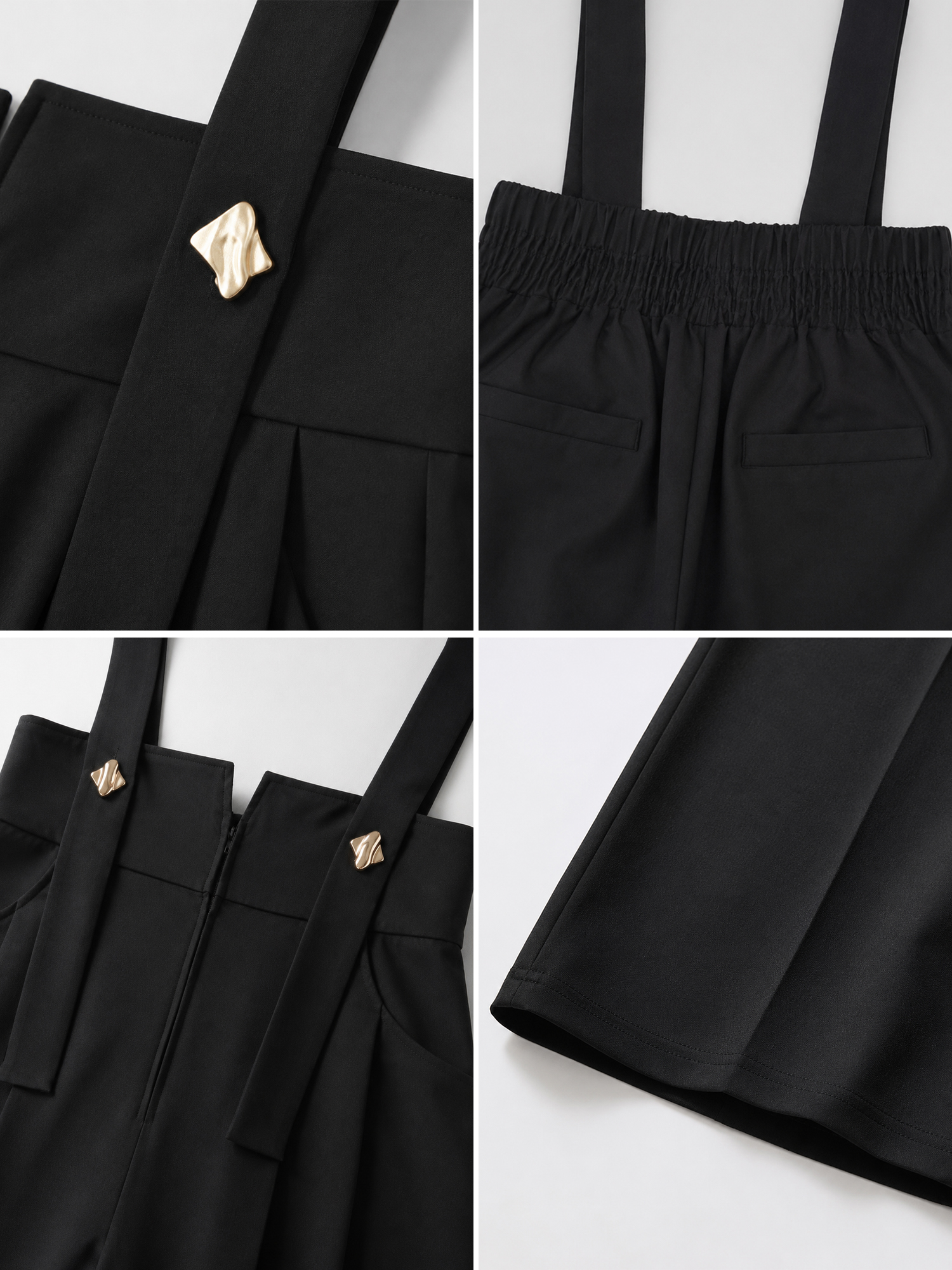 【ワイドストレートサロペットパンツ】 ハイウエストストラップデザインで、全身すらっと見え