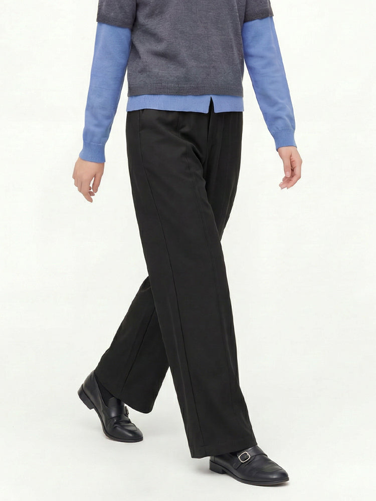 【ドレープ感ゆったりワイドパンツ】下半身体型カバーに最適 立体シルエットですっきり着痩せ リラックス＆コーデしやすい