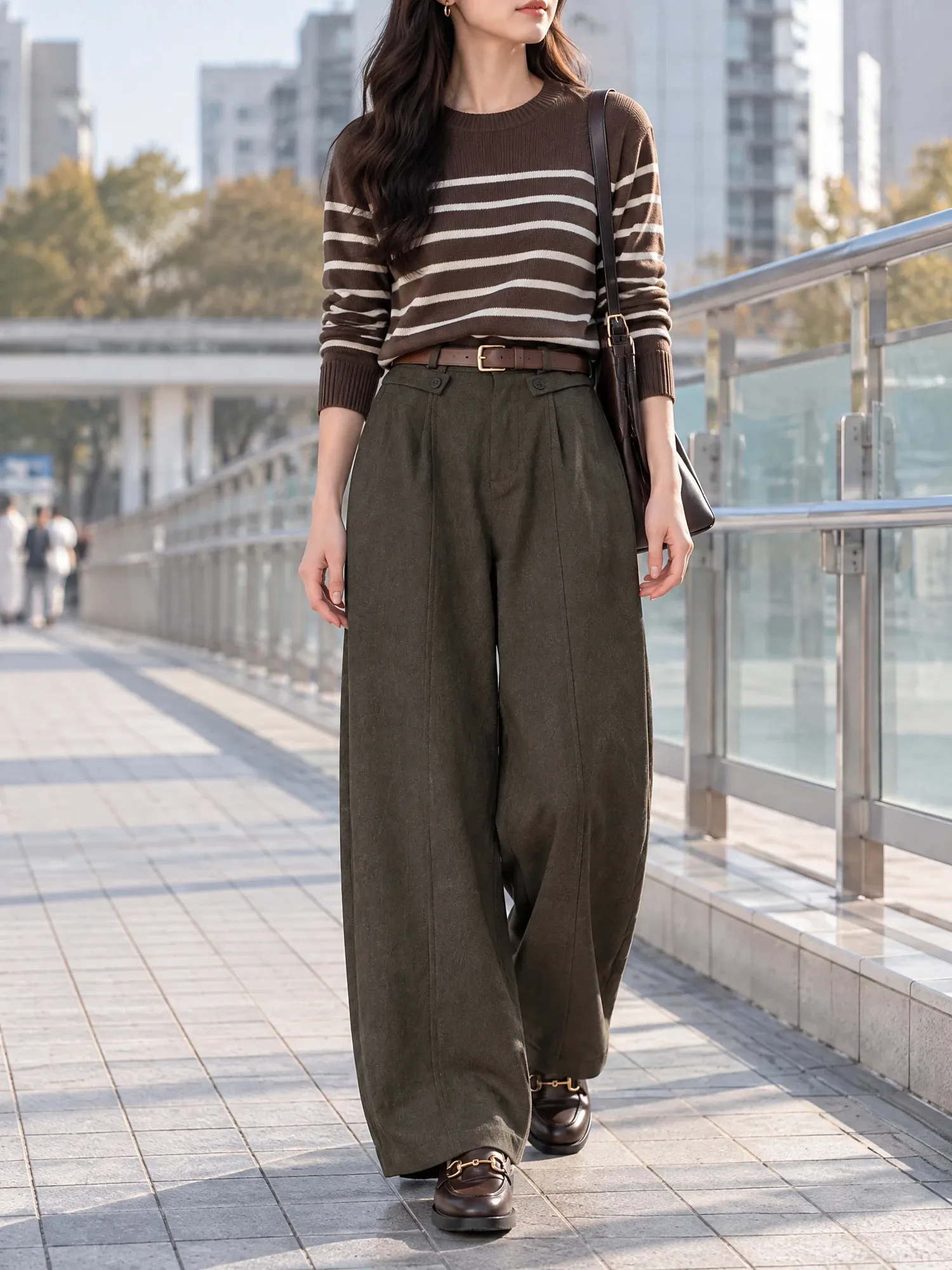 【レディース バレルレッグパンツ ハイウエスト 美脚見え カジュアル 】