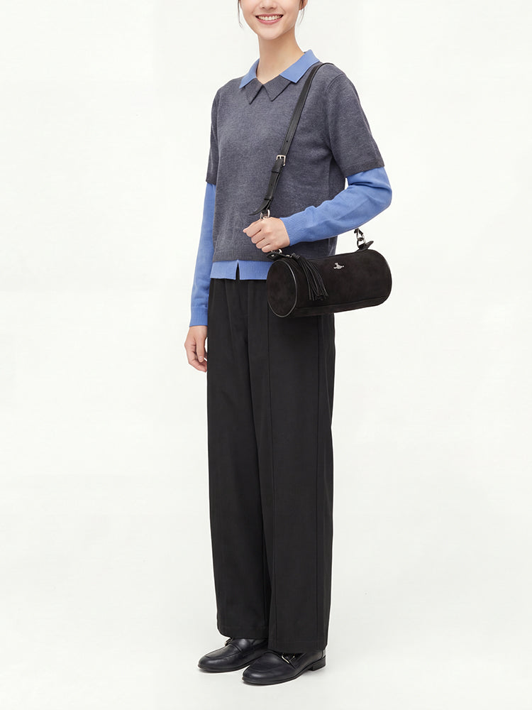 【ドレープ感ゆったりワイドパンツ】下半身体型カバーに最適 立体シルエットですっきり着痩せ リラックス＆コーデしやすい