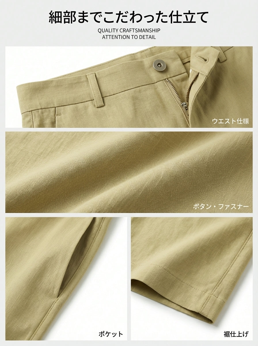 【ヴィンテージ クロップドストレートパンツ】ハイウエスト・バックポケットフラップ付き。軽やかな素材でスタイルアップ、通勤にも上品さをプラス