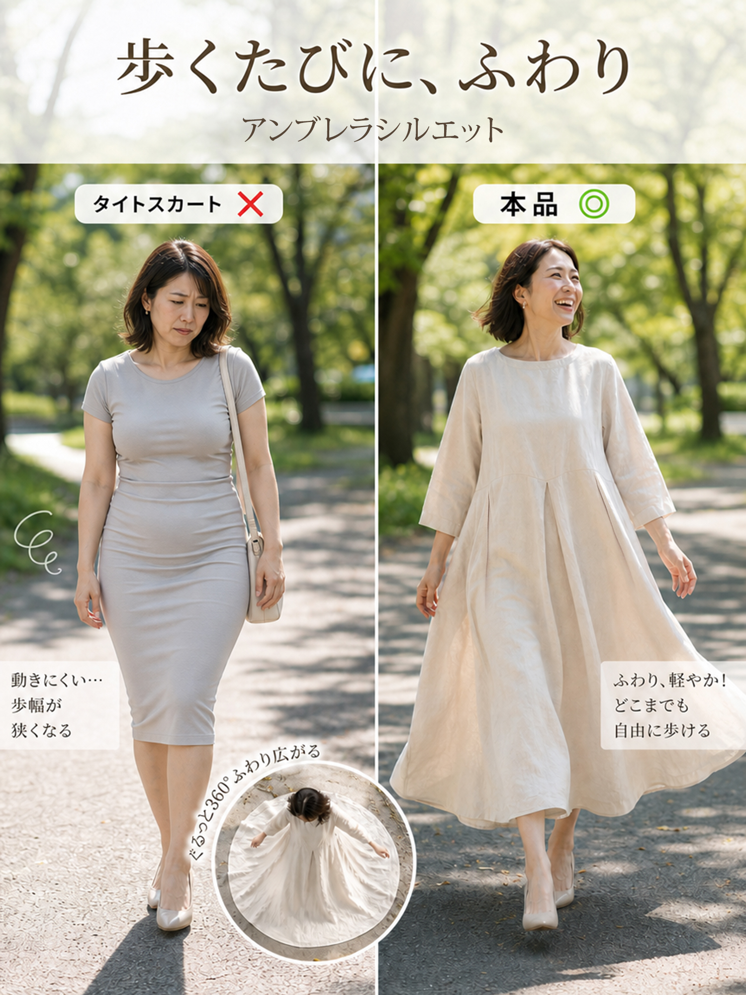 コットンリネン ラウンドネックワンピース
