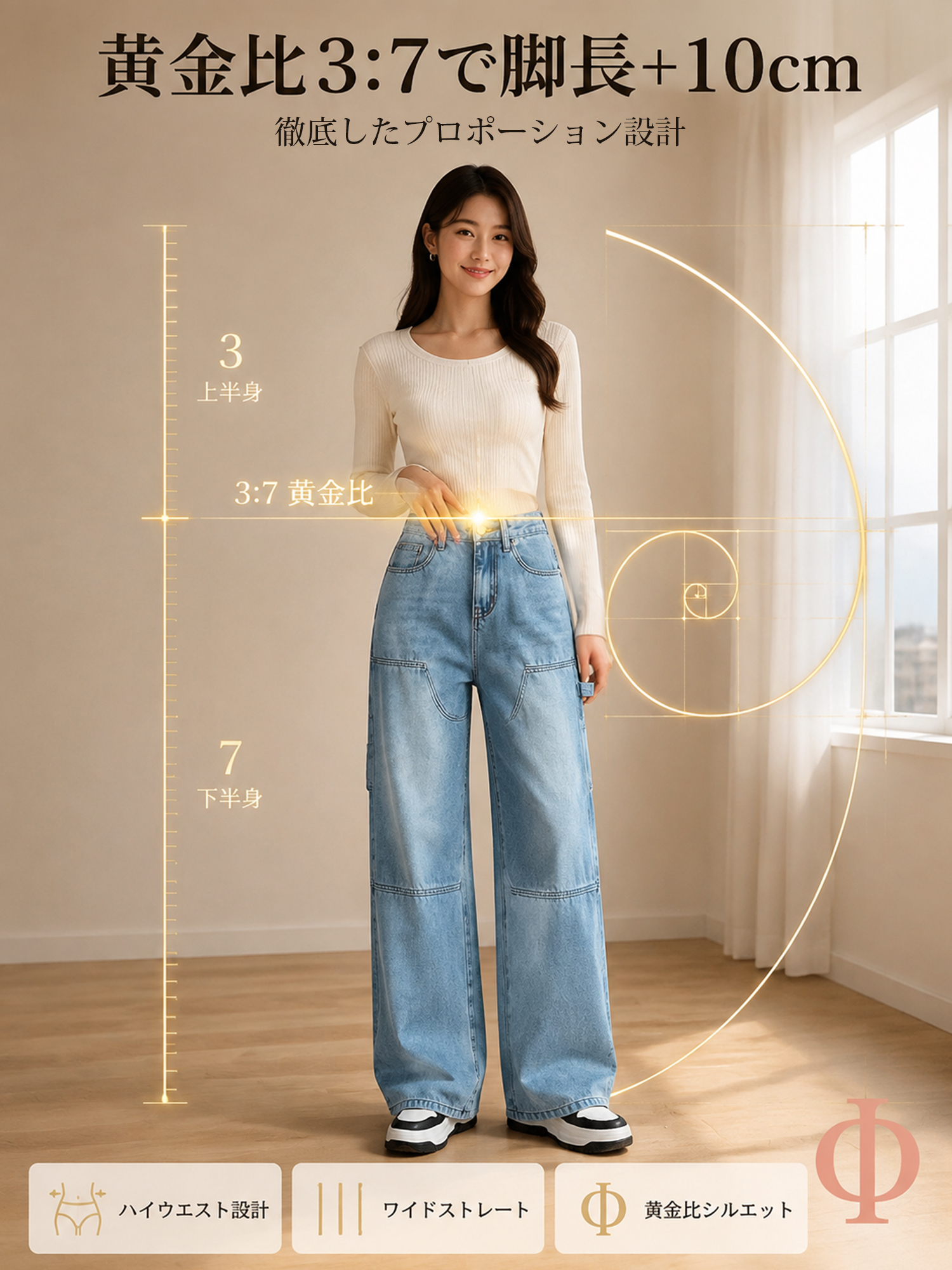 【アメリカンヴィンテージ風ウォッシュ加工 ワークデニムストレートパンツ】