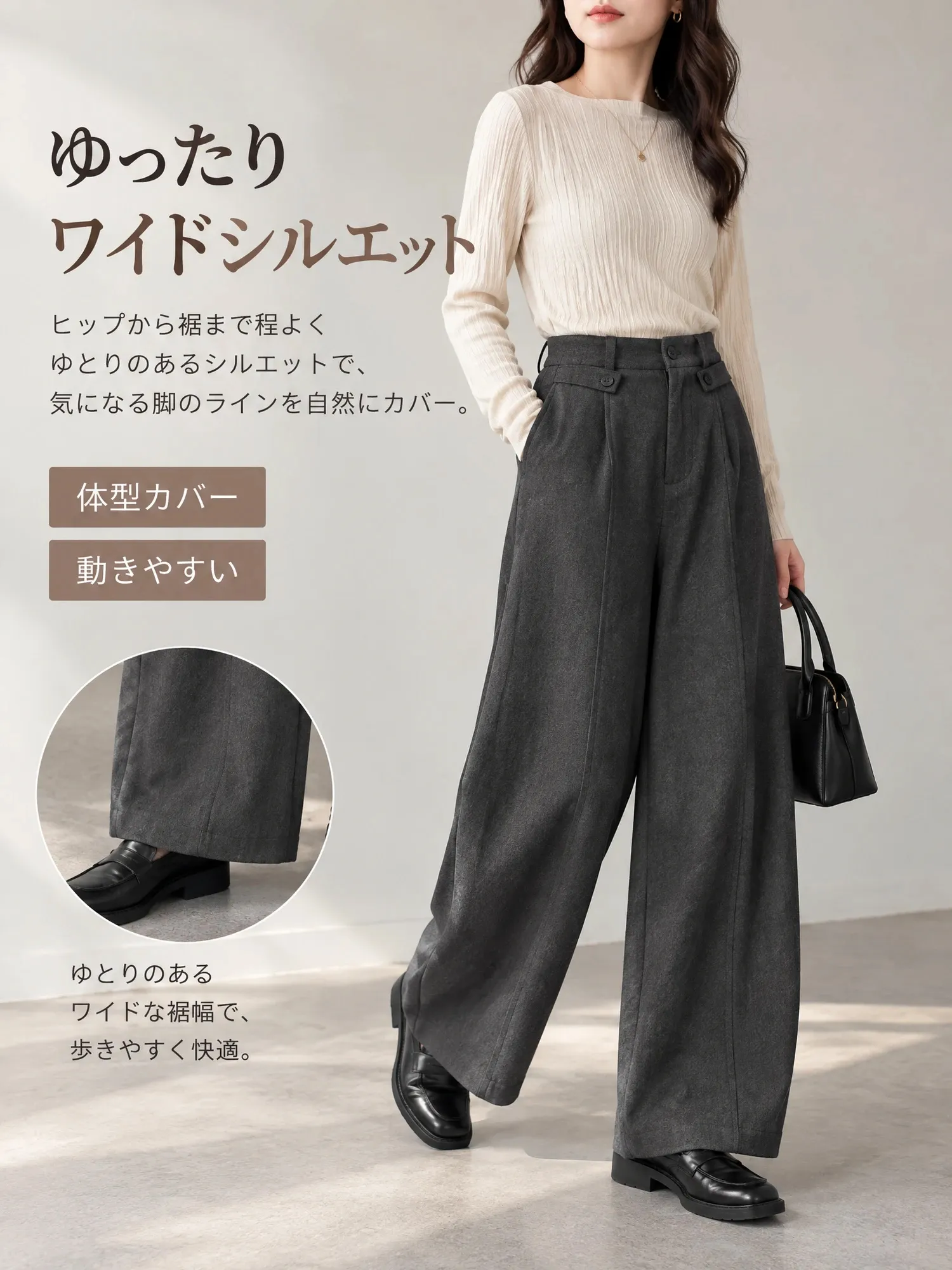 【レディース バレルレッグパンツ ハイウエスト 美脚見え カジュアル 】