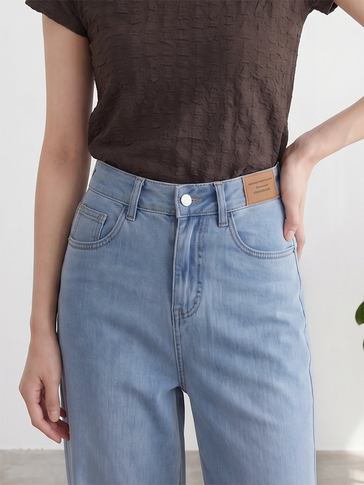 【夏用薄手アイスシルクワイドパンツ】ハイウエストストレート、軽やかでドレープ感抜群。デイリー＆通勤に必須