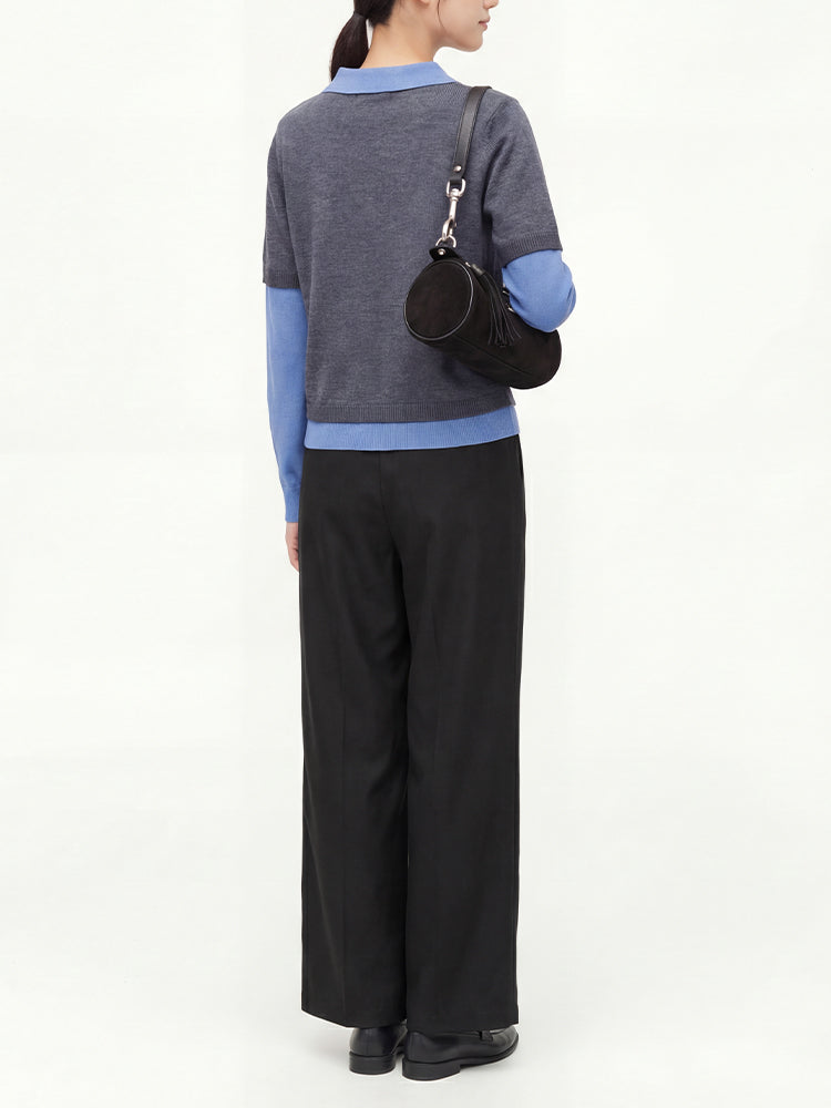 【ドレープ感ゆったりワイドパンツ】下半身体型カバーに最適 立体シルエットですっきり着痩せ リラックス＆コーデしやすい