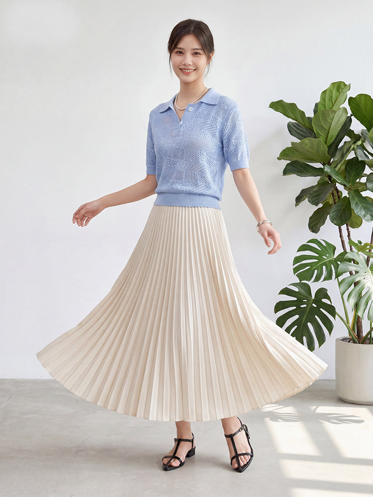 【 タイム限定 さらに20%OFF】ゆったりドレープ ロングプリーツスカート｜下半身体型カバーに最適 脚をスッキリ見せ ハイウエストでスタイルアップ