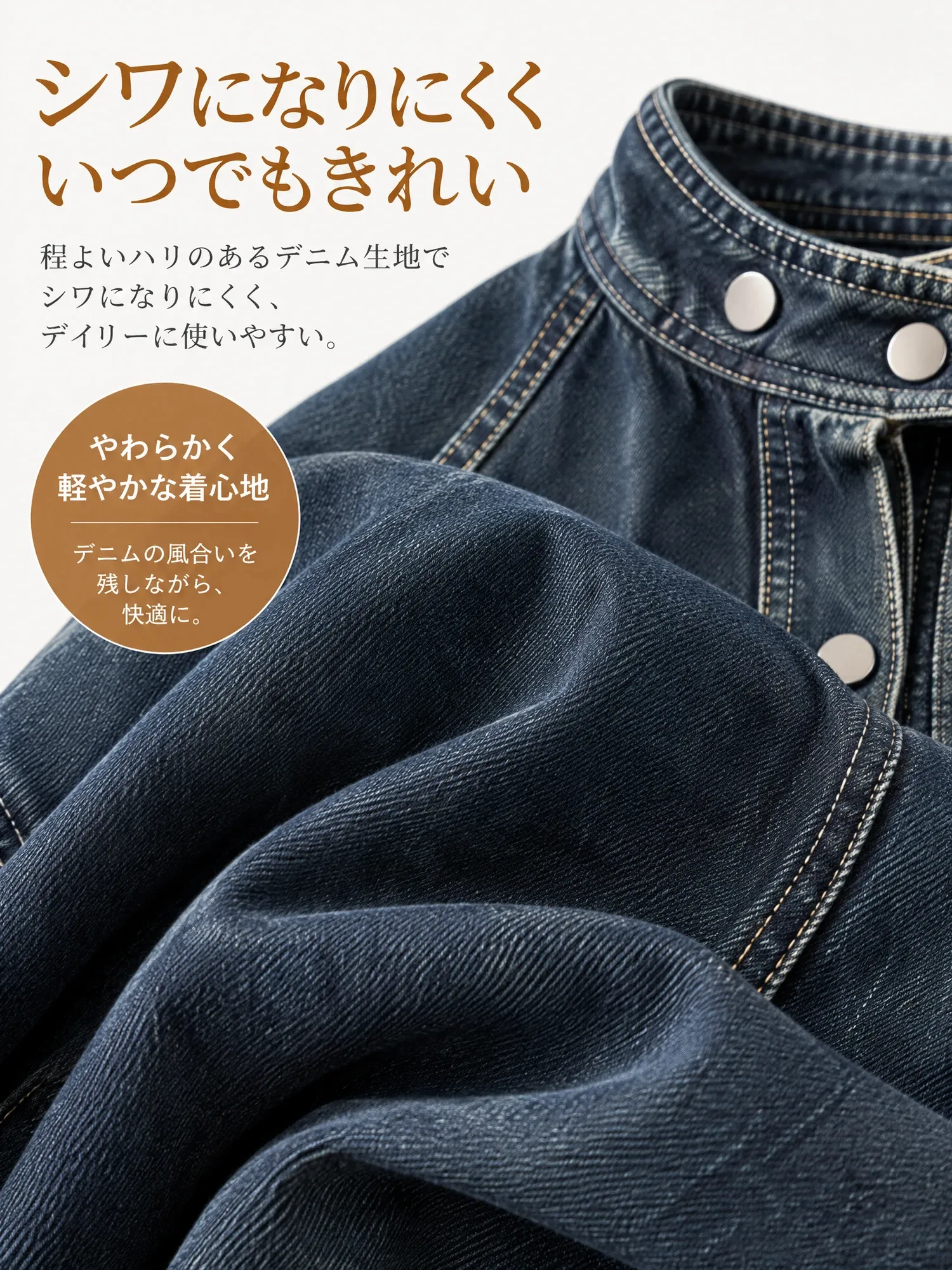 SOSOVE‐アメカジ ヴィンテージ スタンドカラー ワークデザイン ドローストリング付き デニムジャケット