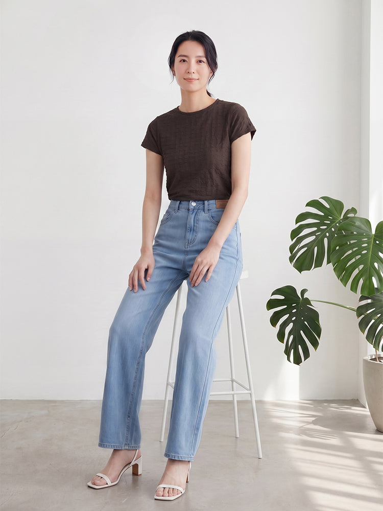 【夏用薄手アイスシルクワイドパンツ】ハイウエストストレート、軽やかでドレープ感抜群。デイリー＆通勤に必須