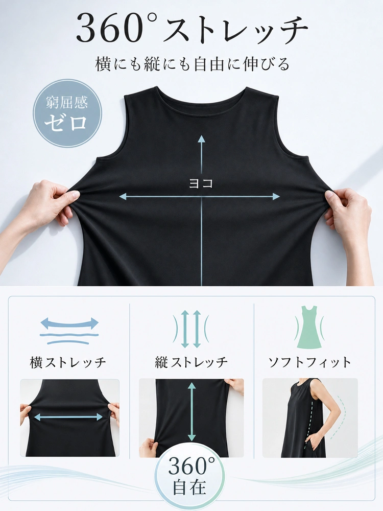 ゆったり大きく広がるワンピース