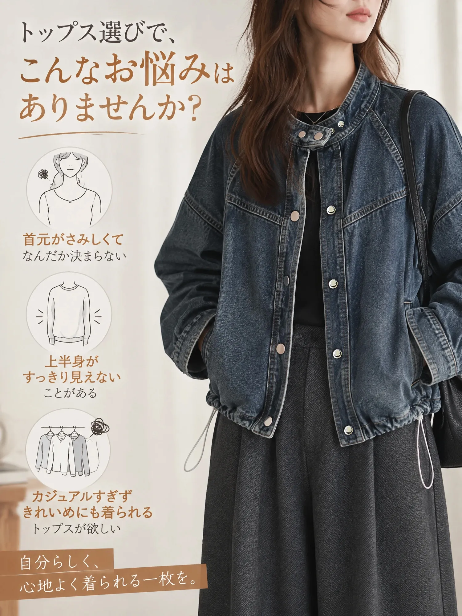 SOSOVE‐アメカジ ヴィンテージ スタンドカラー ワークデザイン ドローストリング付き デニムジャケット