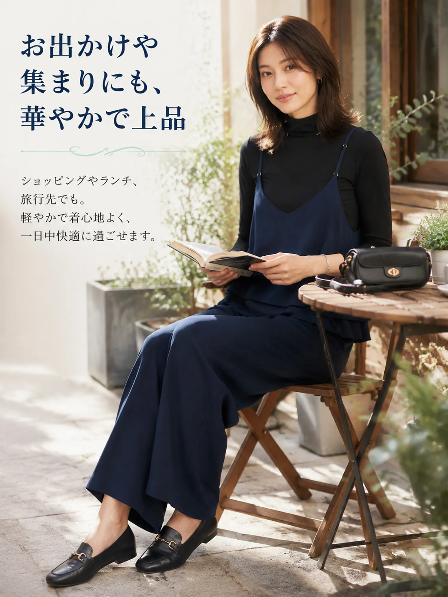 【落ち感やわらか素材 フリル2WAYキャミソールオールインワン】