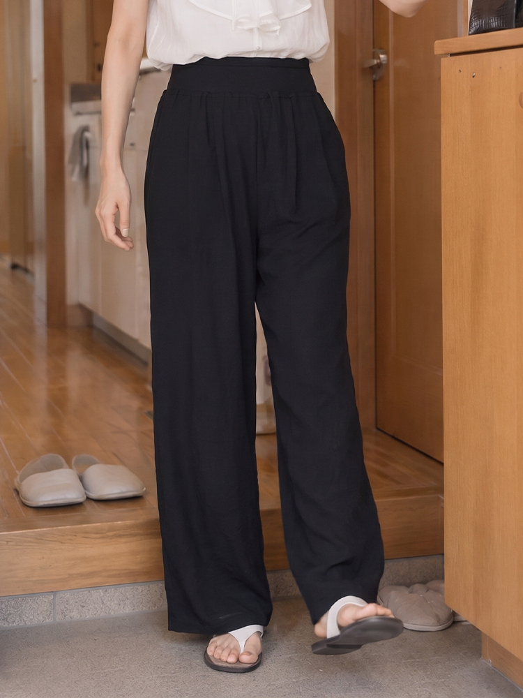 ハイウエスト ゆったりストレート テーラードパンツ