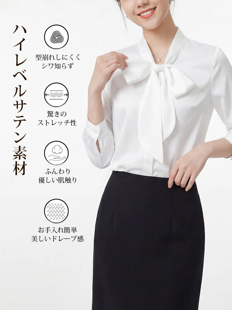 サテンリボンブラウス