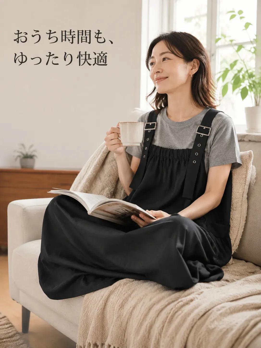 ゆったりサロペットスカート