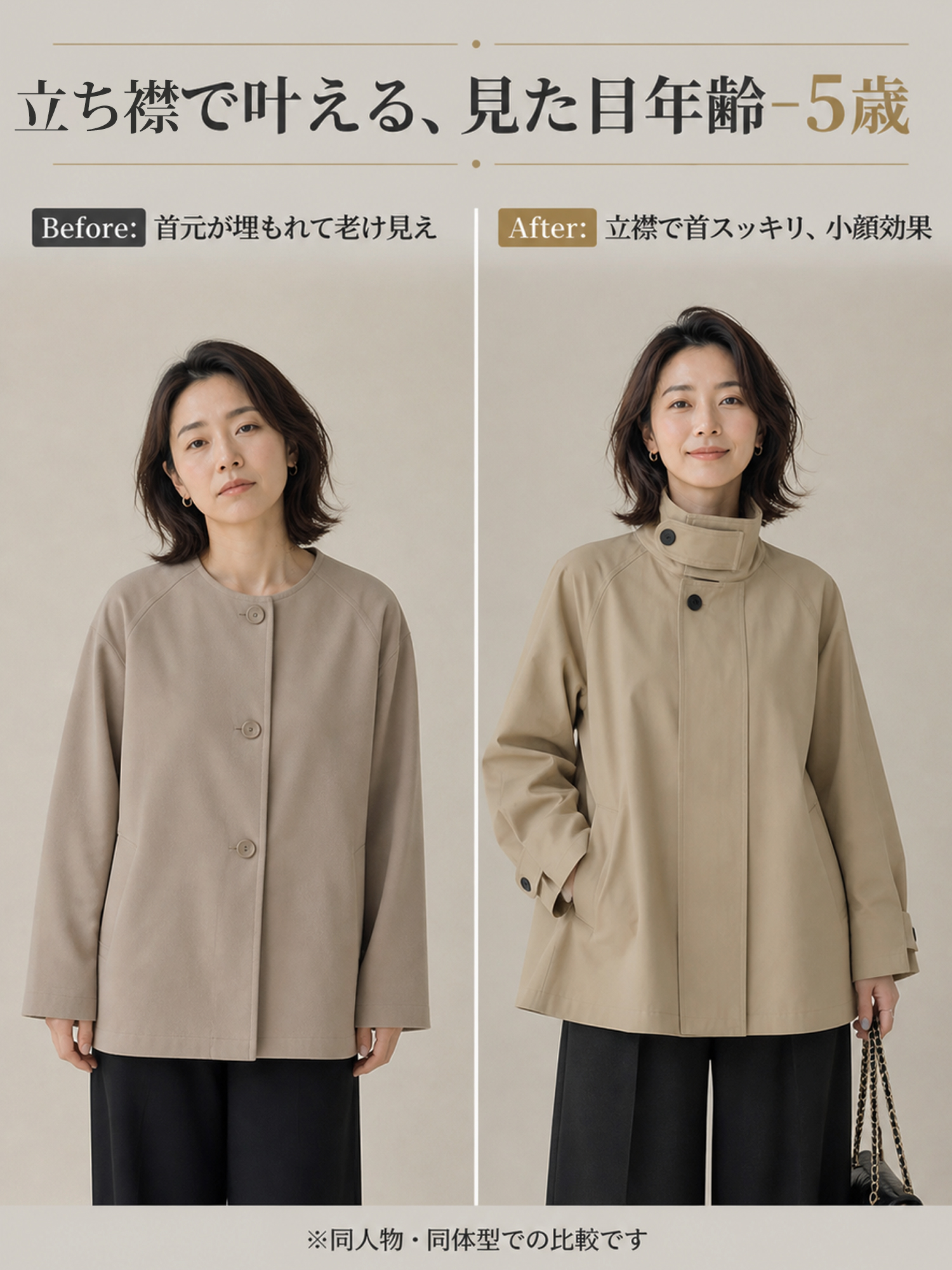 【秋冬★大人のこなれ感】スタンドカラー Aライン トレンチコート 