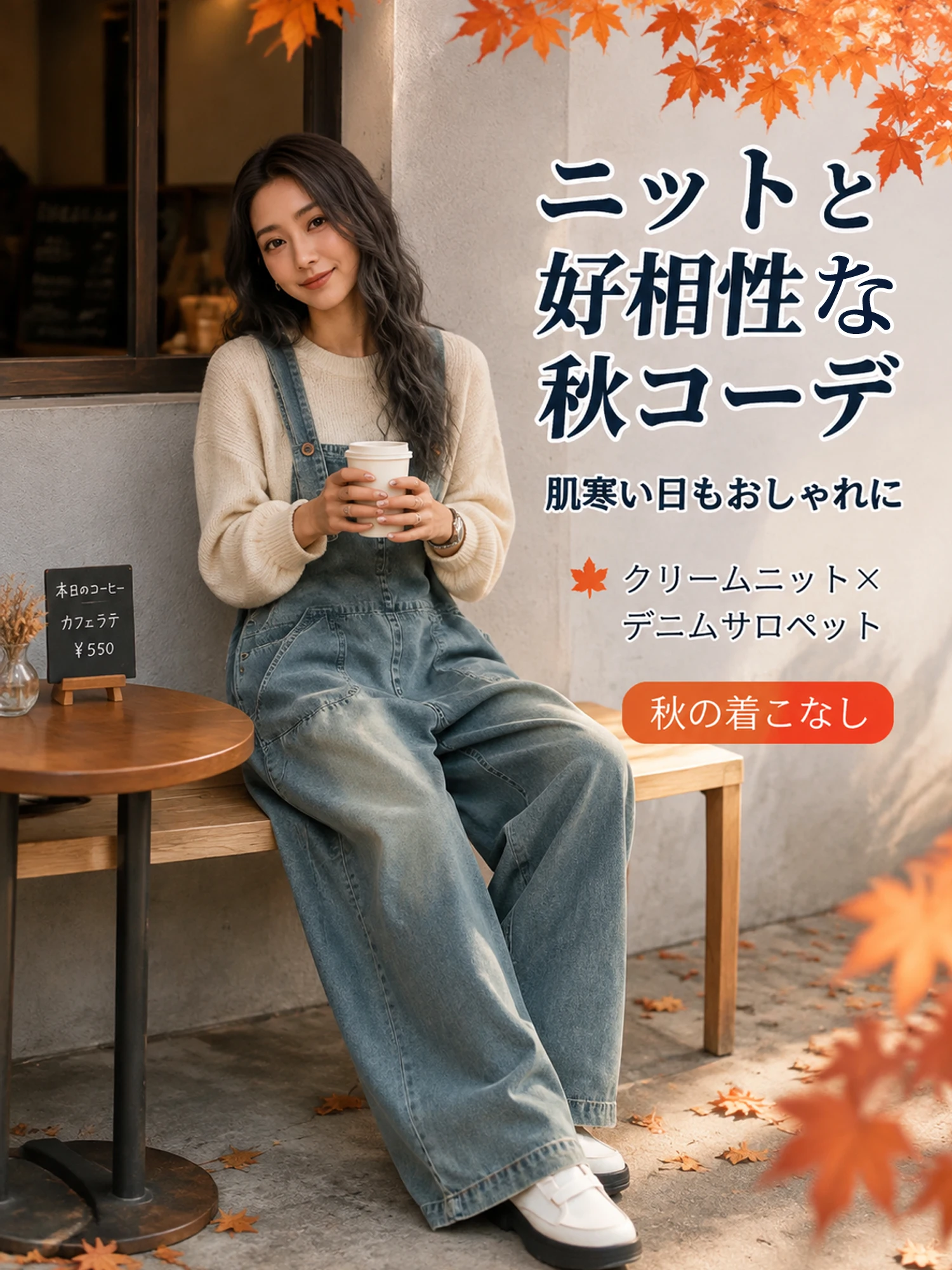 【ゆったりとしたルーズフィットデニムオーバーオール】