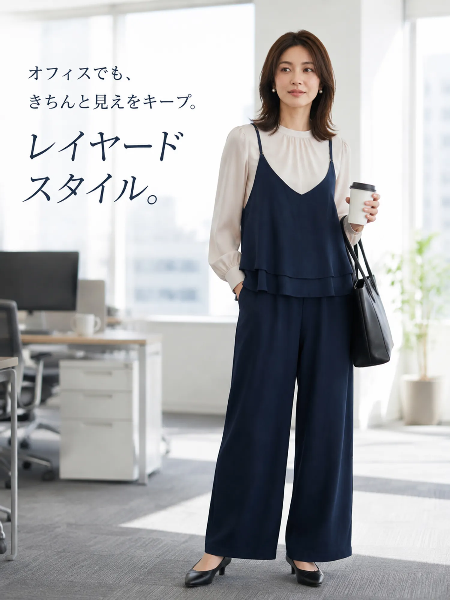 【落ち感やわらか素材 フリル2WAYキャミソールオールインワン】