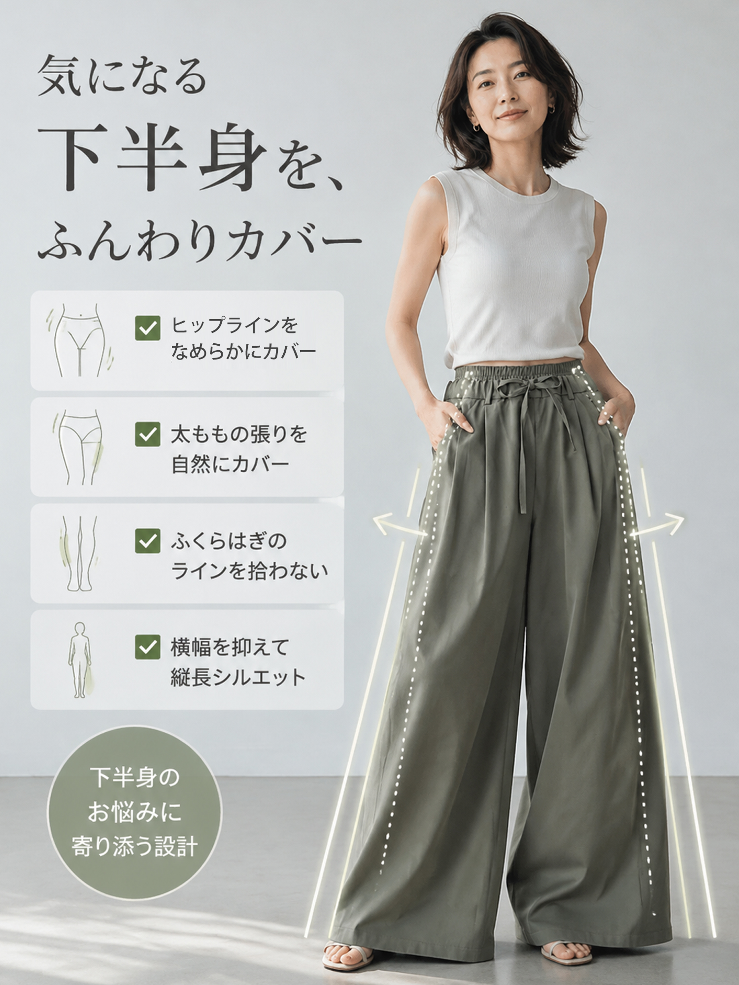 【バルーンシルエットワイドパンツ】ストレスフリーな履き心地と撥水感を兼ね備えたカーゴパンツ