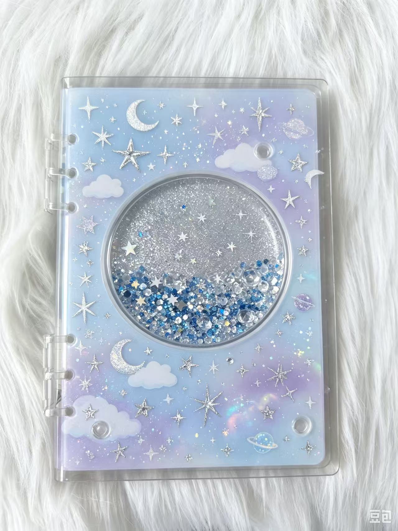 星屑ラメ流れる宇宙クリアノート 可愛いアクリル手帳