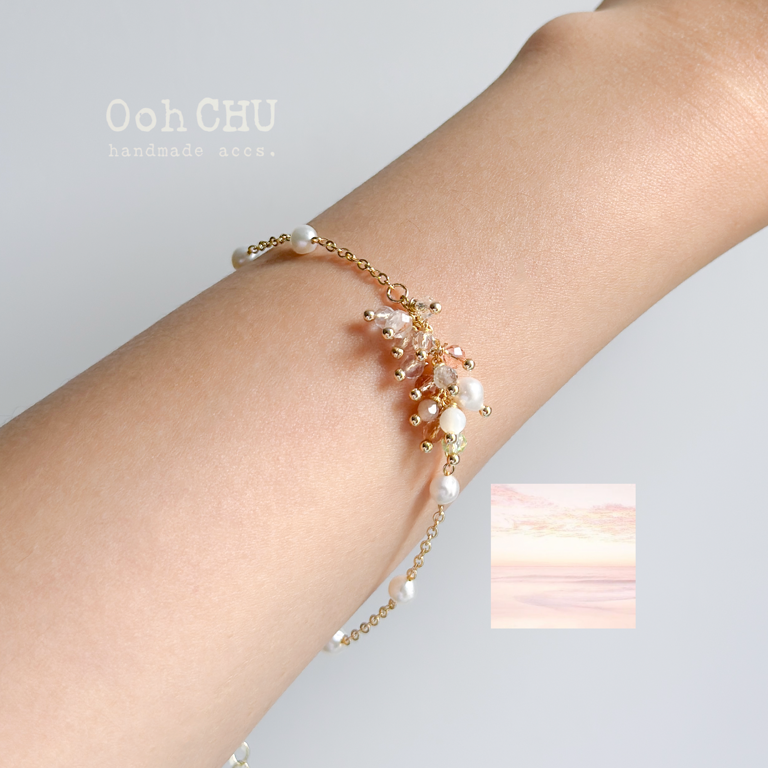 July Glow Bracelet 七月微光 天然晶石×珍珠×14K柱金細手鏈