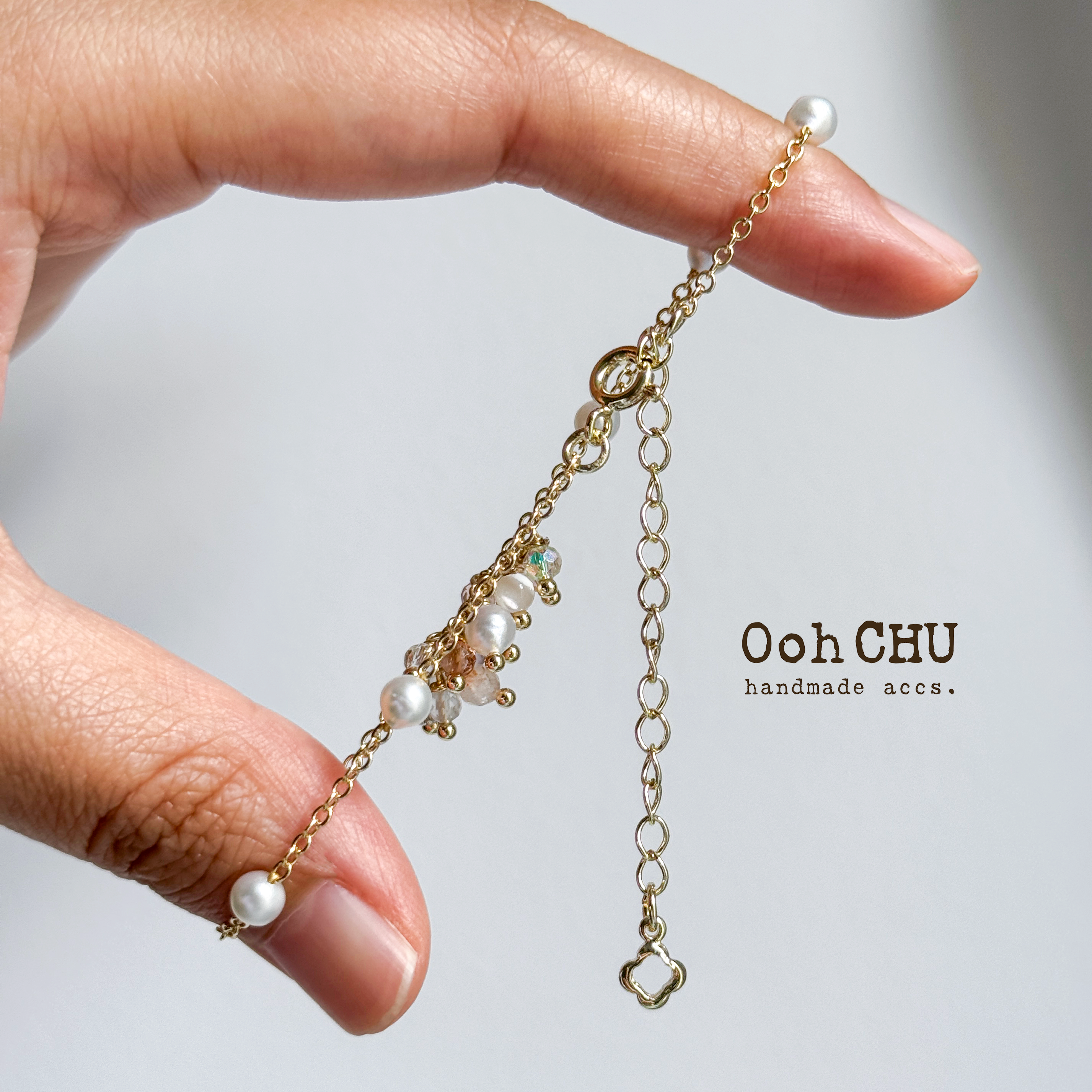 July Glow Bracelet 七月微光 天然晶石×珍珠×14K柱金細手鏈