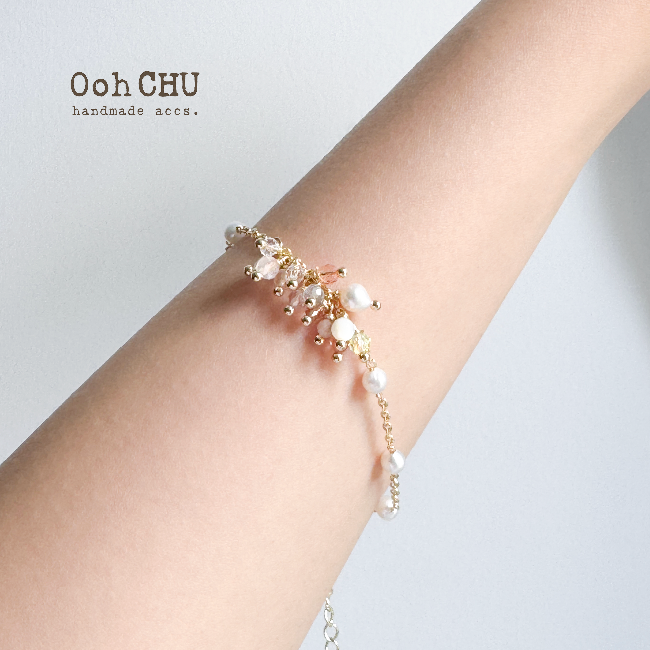 July Glow Bracelet 七月微光 天然晶石×珍珠×14K柱金細手鏈