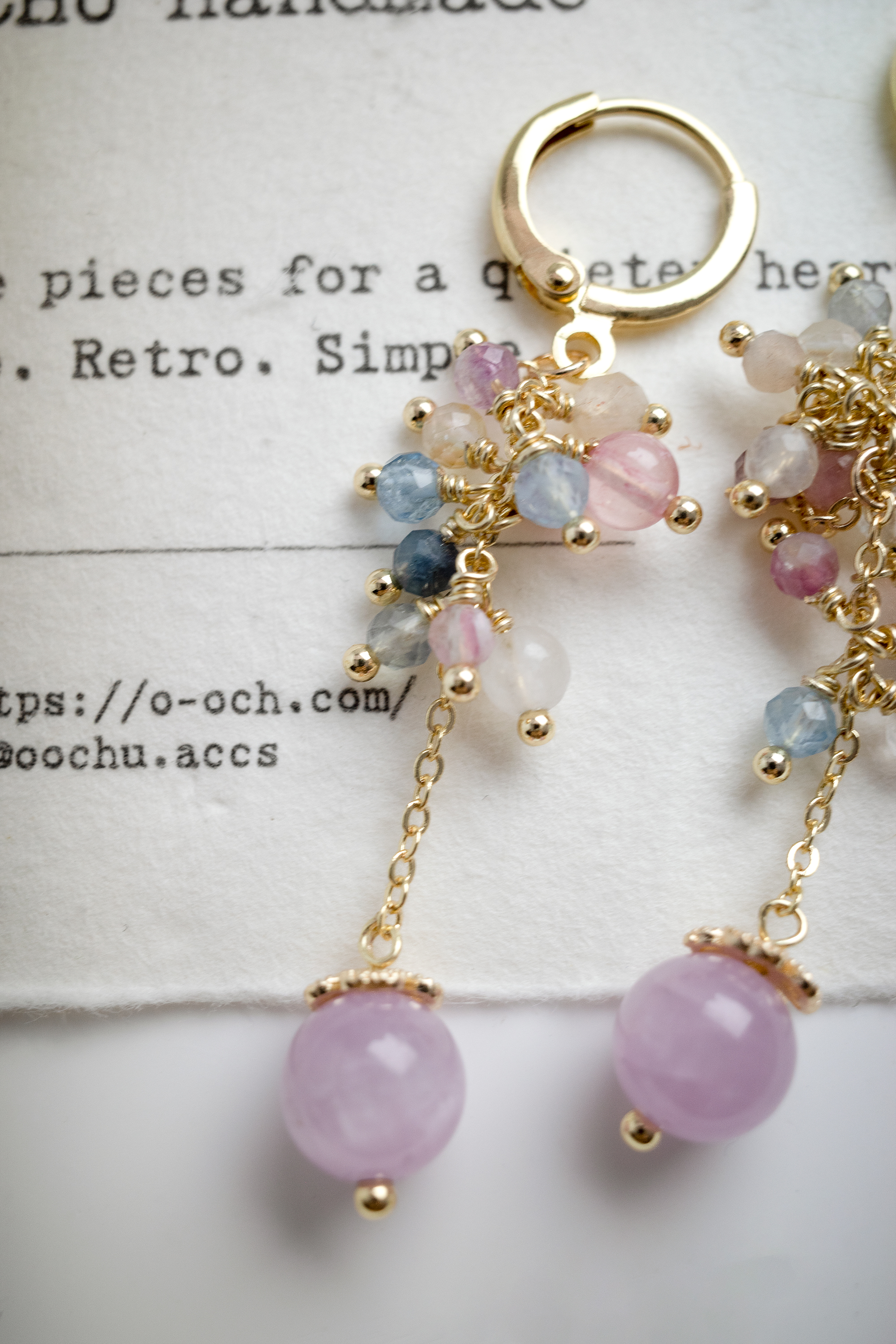 Natural Kunzite Dangle Earrings — Exquisite Handcrafted Jewelry, 14K Gold-Filled.