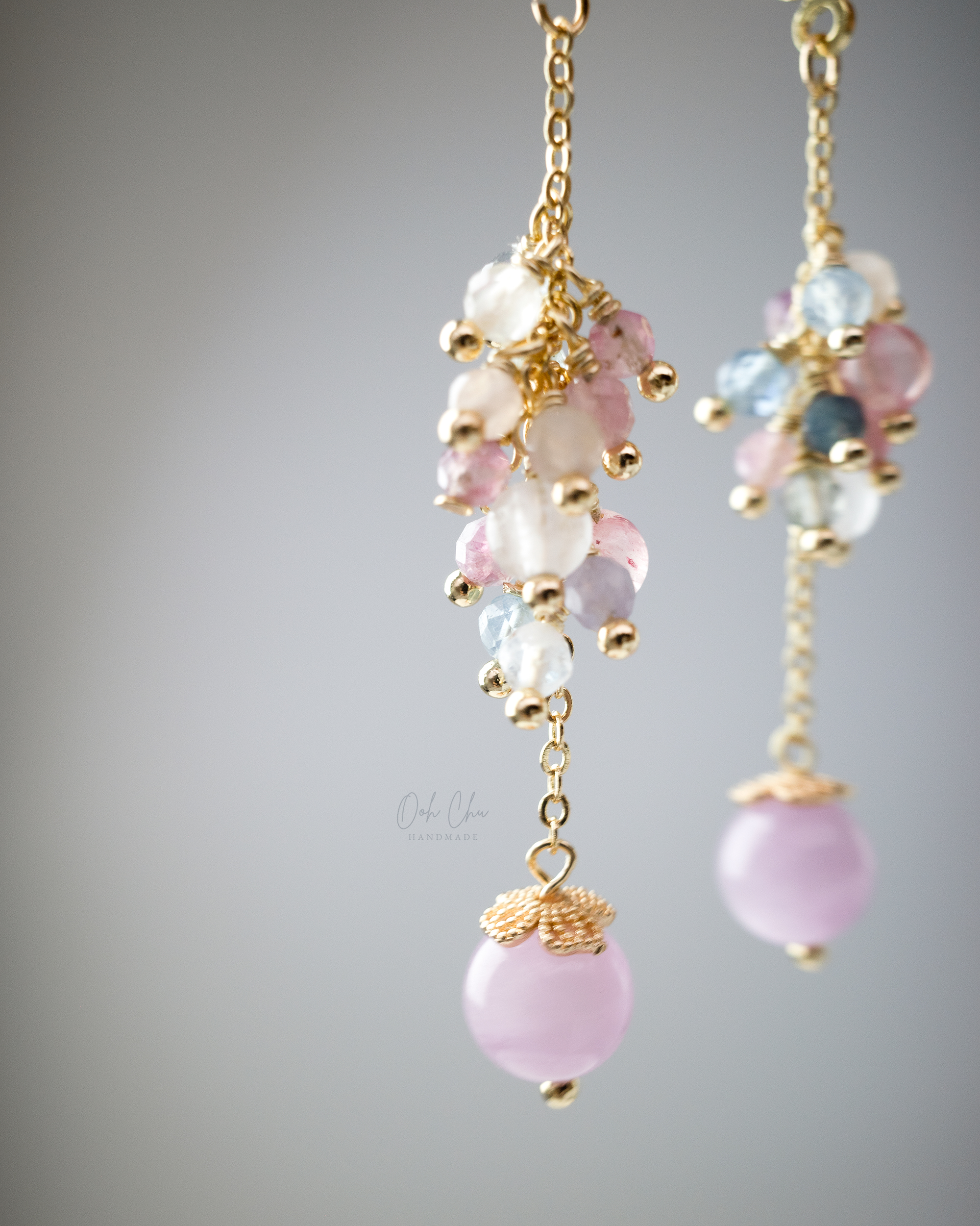Natural Kunzite Dangle Earrings — Exquisite Handcrafted Jewelry, 14K Gold-Filled.